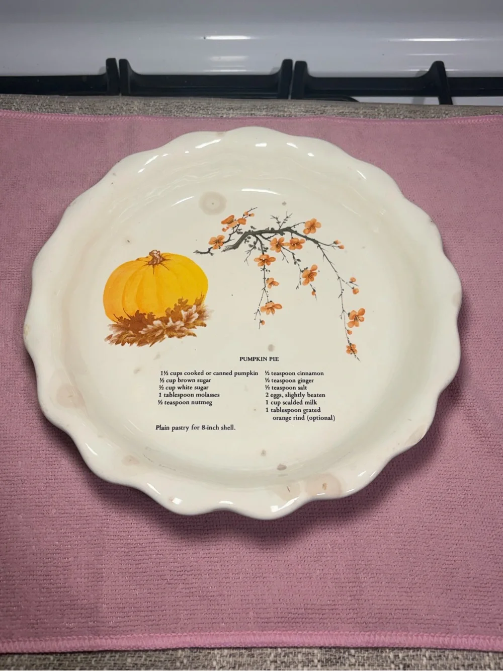 Vintage Hand-Painted Recipe Pie Plate 🥧